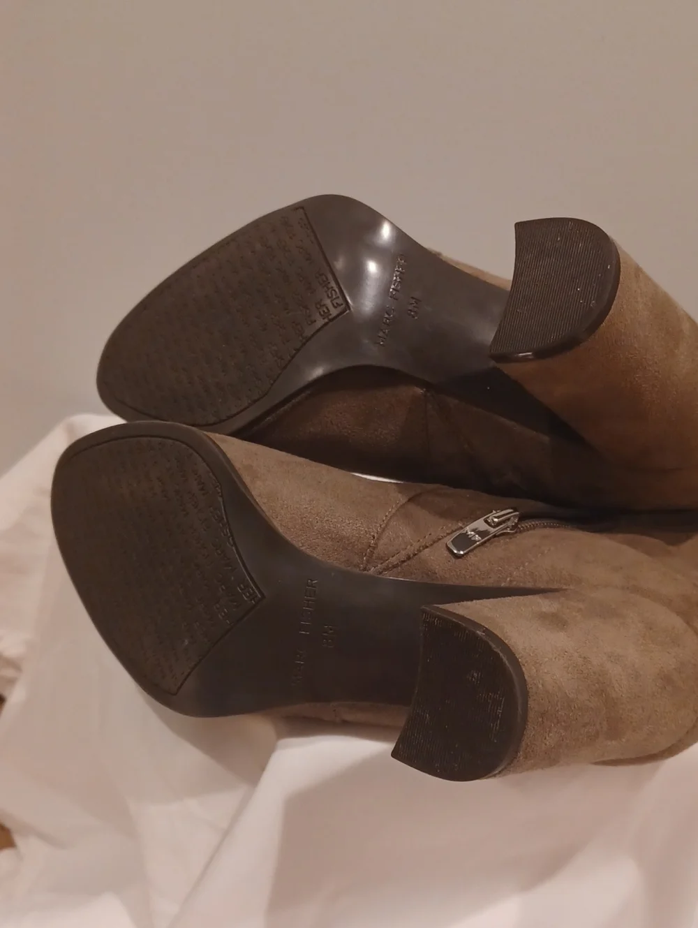 Marc Fisher Over-the-Knee Chunky Heel Boots in Taupe